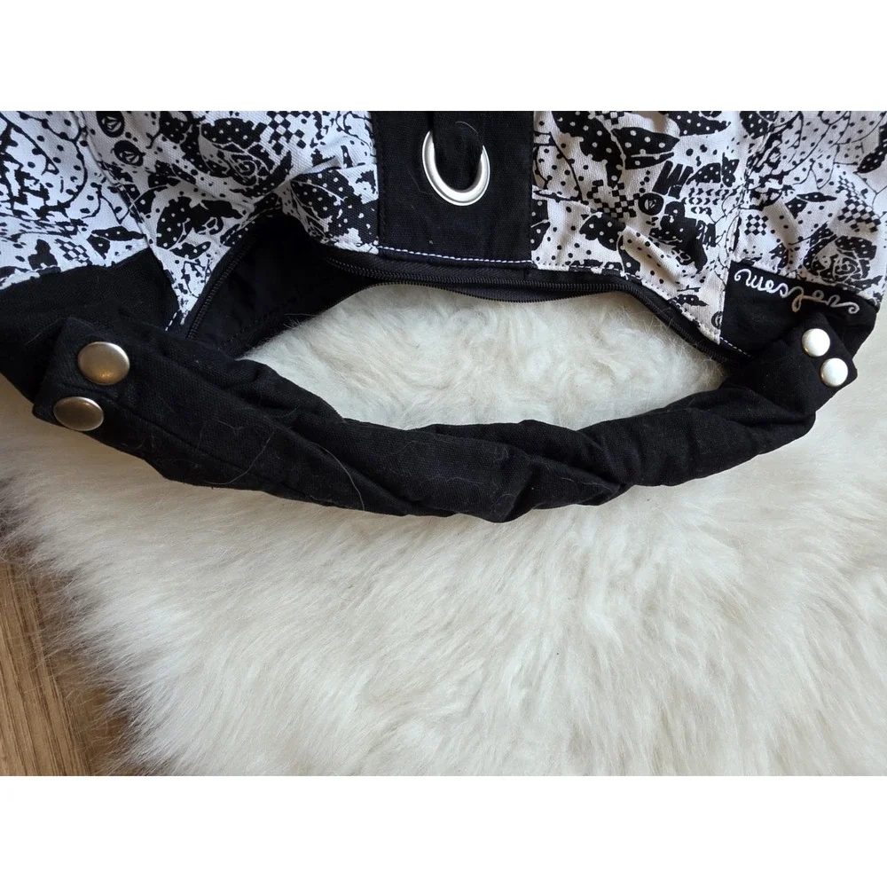 Volcom Shoulder Bag Black White Canvas Y2k Style Skater Large Hobo